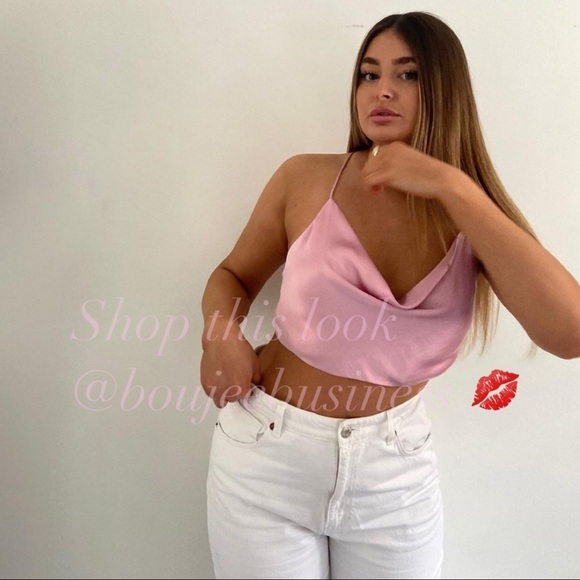 ZARA Satin Effect Pink Crop Top - Picture 8 of 14